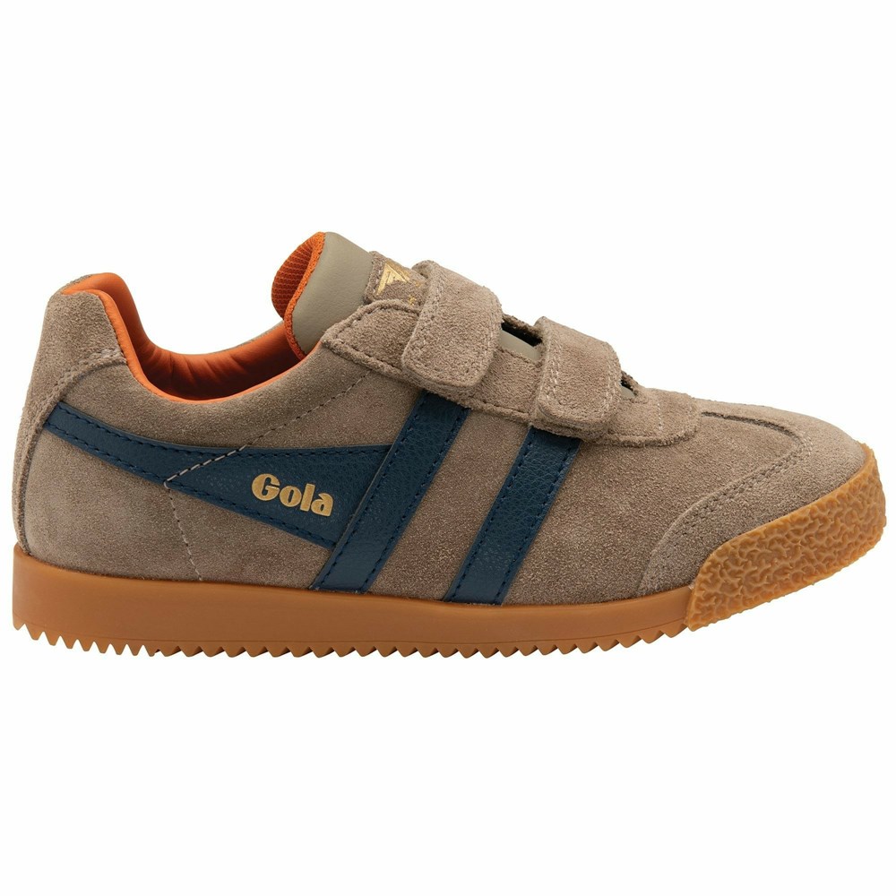 Basket Gola Harrier Brides Bleu Marine Orange Enfant | FOFO-09556309