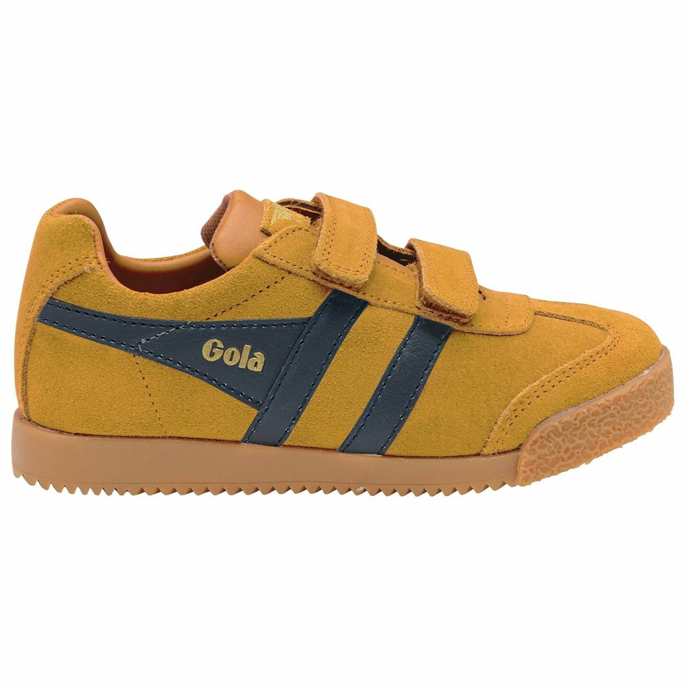 Basket Gola Harrier Brides Orange Bleu Marine Enfant | OIAH-77342553