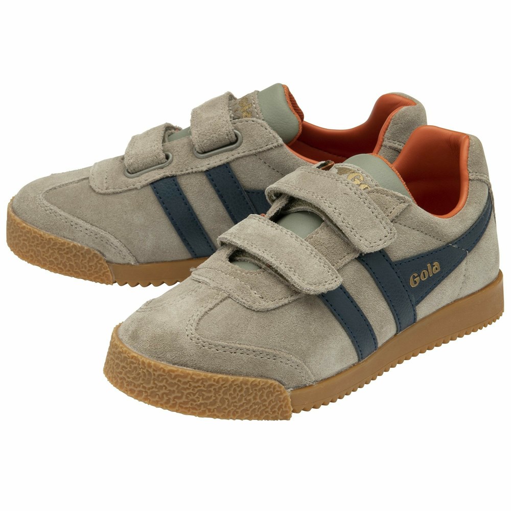 Basket Gola Harrier Brides Bleu Marine Orange Enfant | FOFO-09556309