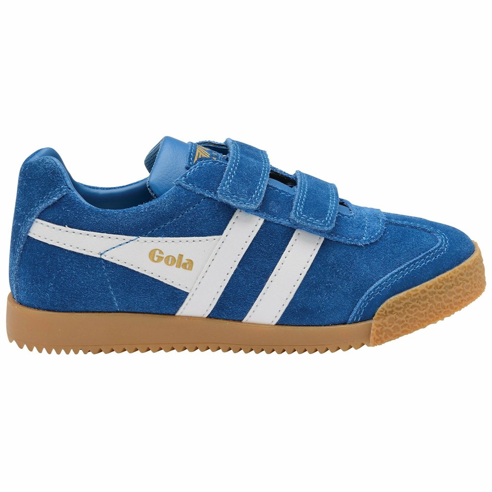 Basket Gola Harrier Brides Bleu Blanche Enfant | IAHL-99433626