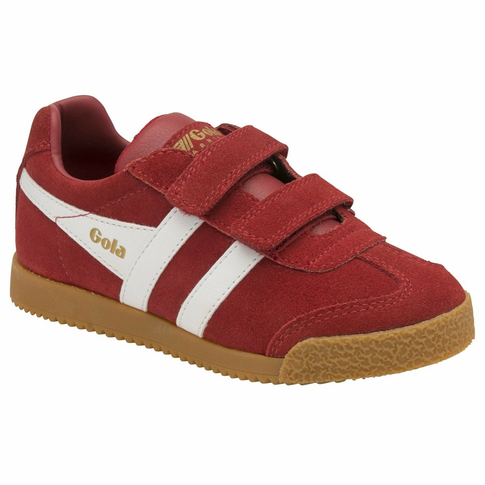 Basket Gola Harrier Brides Rouge Blanche Enfant | EIGU-72237574