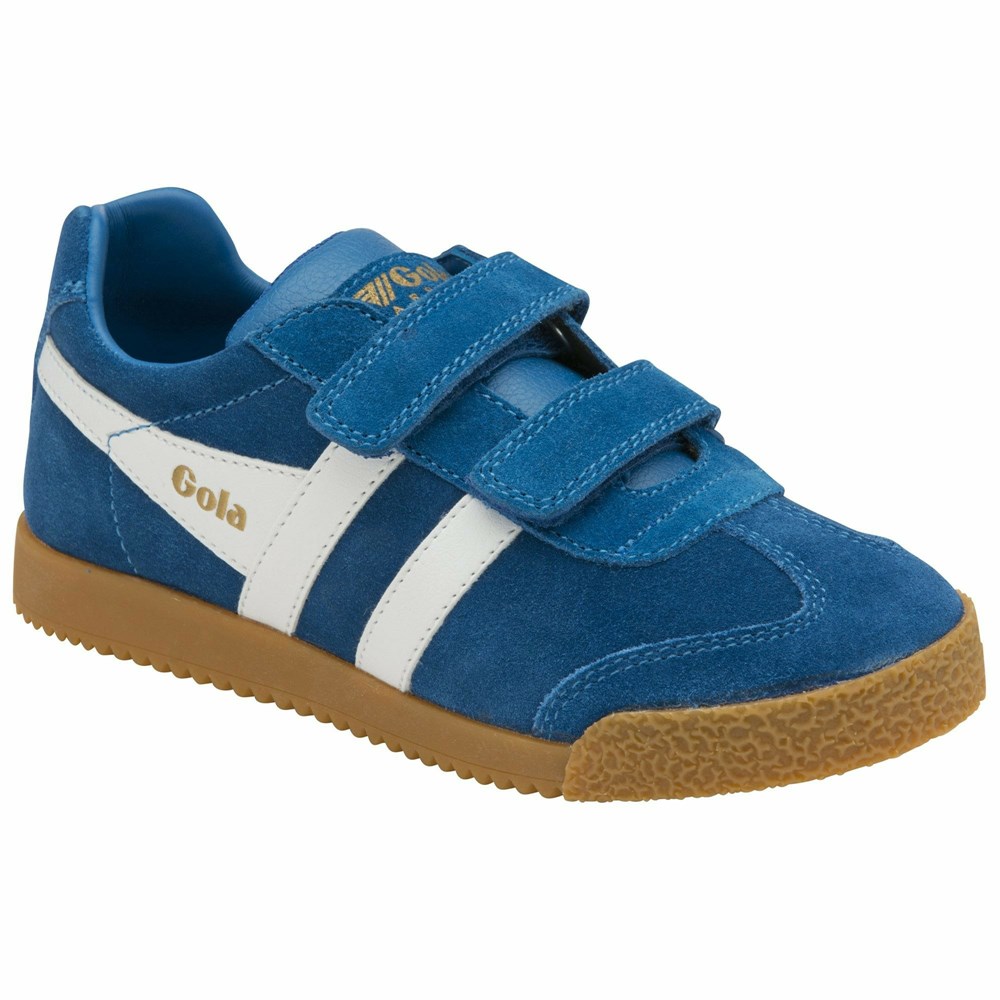 Basket Gola Harrier Brides Bleu Blanche Enfant | IAHL-99433626