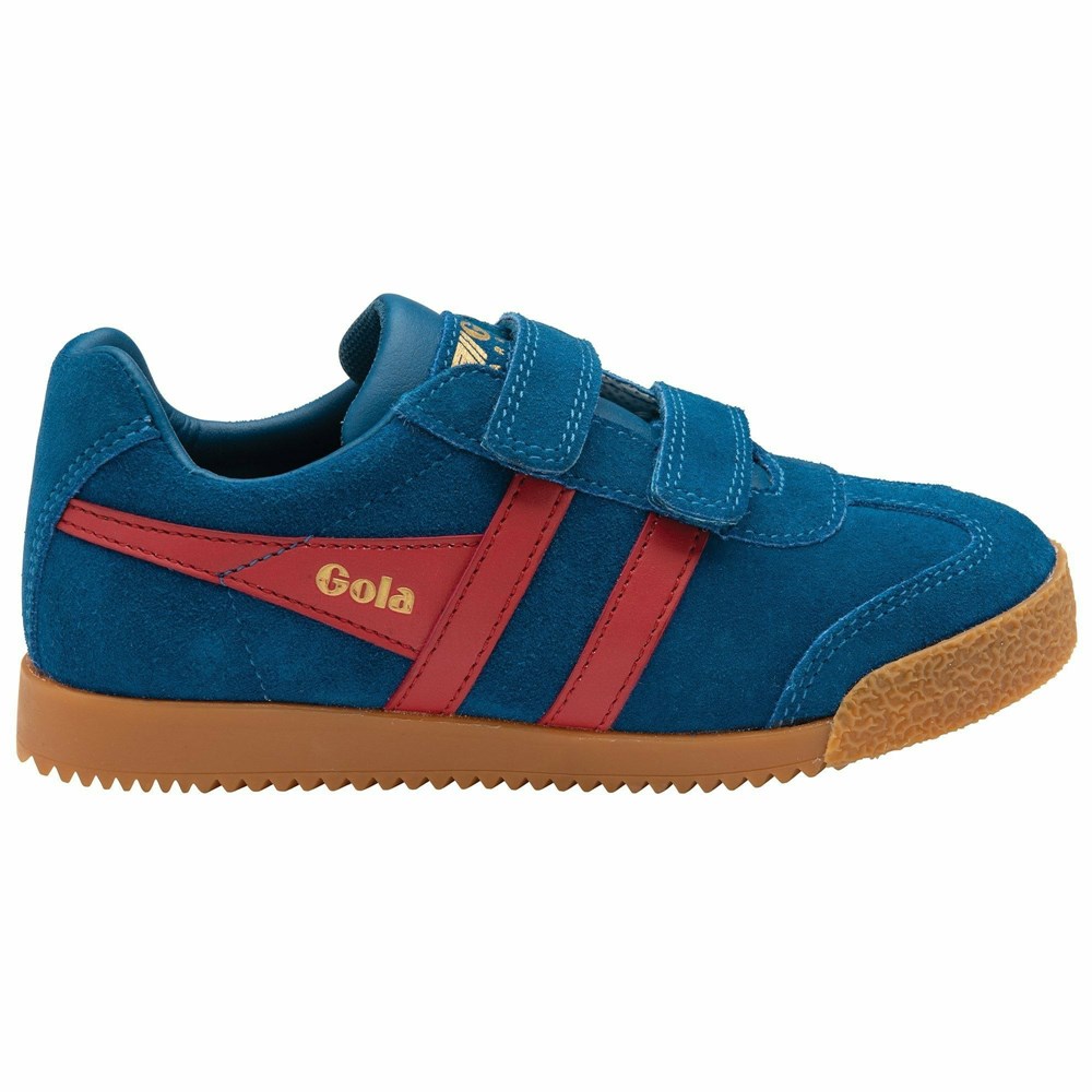 Basket Gola Harrier Brides Bleu Rouge Enfant | CTQN-73169007