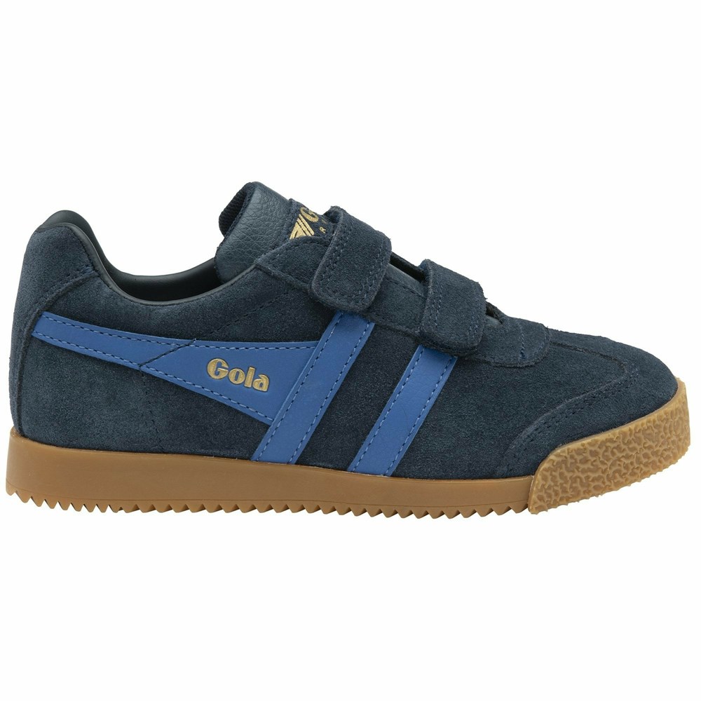 Basket Gola Harrier Brides Bleu Marine Bleu Enfant | MONE-87556693