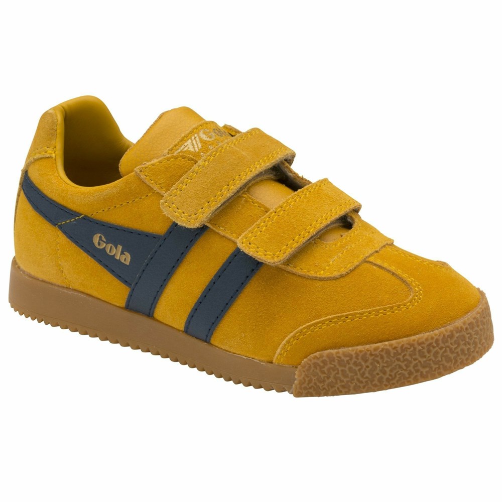 Basket Gola Harrier Brides Orange Bleu Marine Enfant | OIAH-77342553