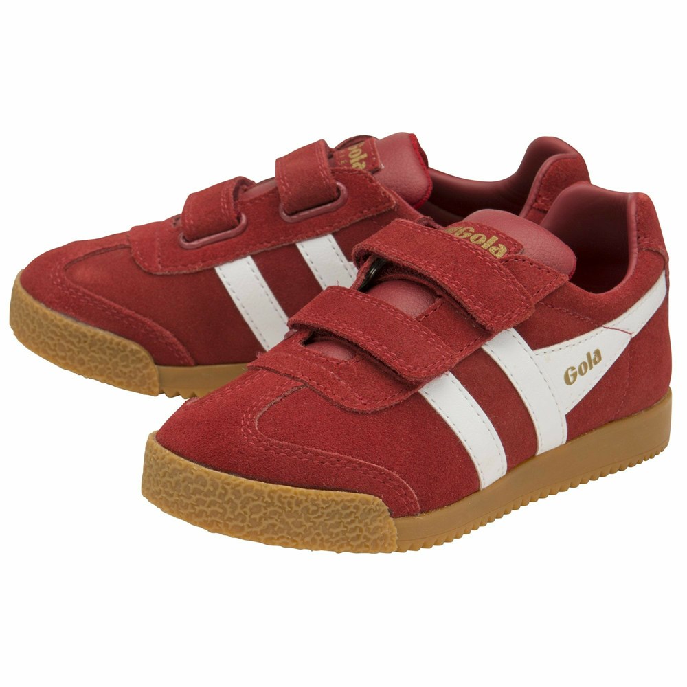 Basket Gola Harrier Brides Rouge Blanche Enfant | EIGU-72237574