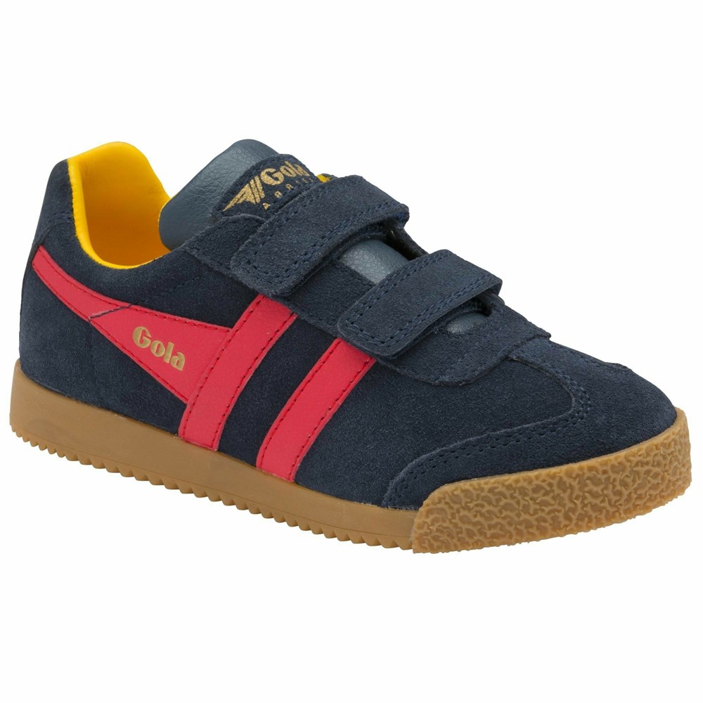 Basket Gola Harrier Brides Bleu Marine Rouge Orange Enfant | EXDI-63557267