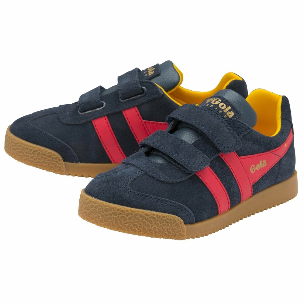 Basket Gola Harrier Brides Bleu Marine Rouge Orange Enfant | EXDI-63557267