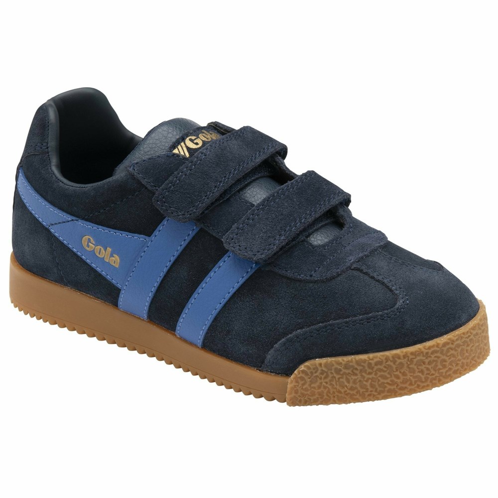 Basket Gola Harrier Brides Bleu Marine Bleu Enfant | MONE-87556693