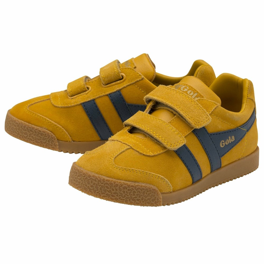 Basket Gola Harrier Brides Orange Bleu Marine Enfant | OIAH-77342553