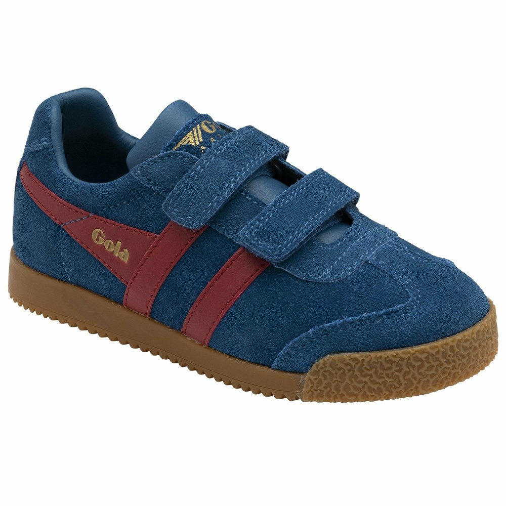 Basket Gola Harrier Brides Bleu Rouge Enfant | CTQN-73169007