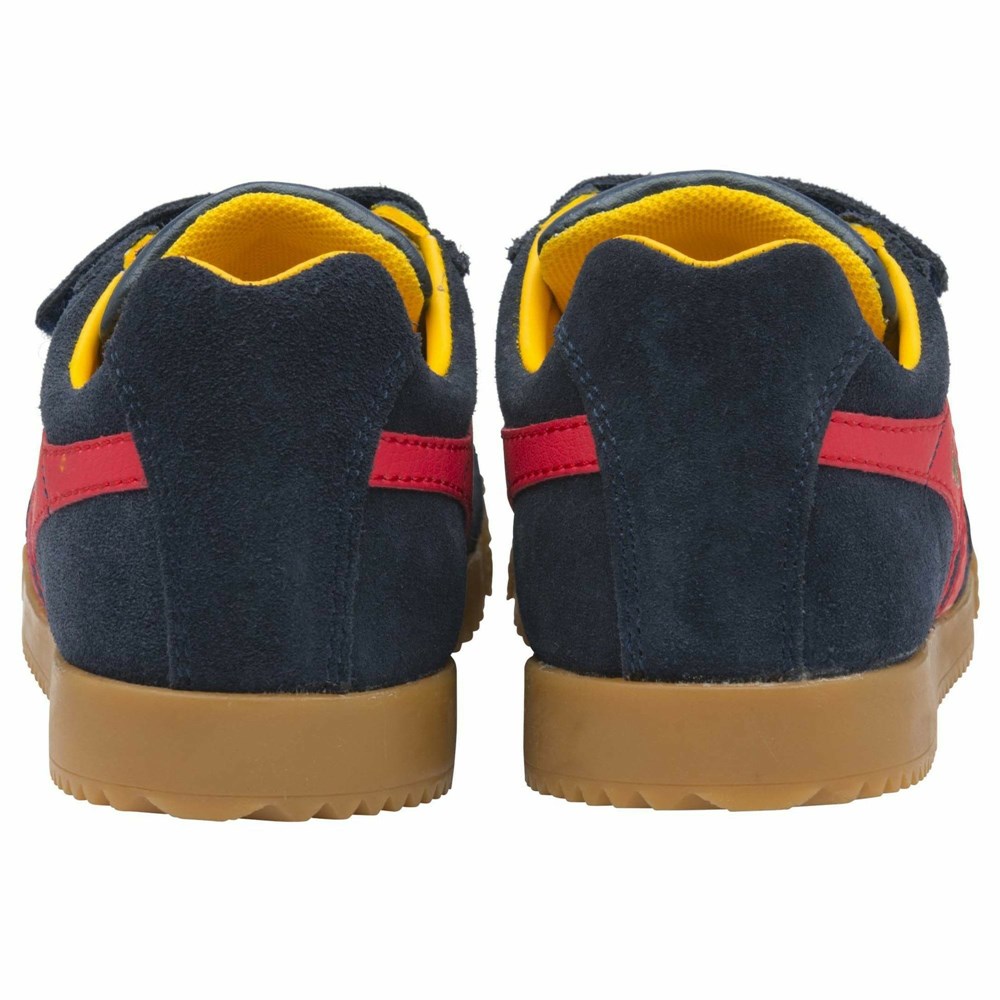 Basket Gola Harrier Brides Bleu Marine Rouge Orange Enfant | EXDI-63557267