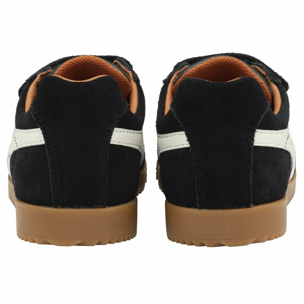 Basket Gola Harrier Brides Noir Blanche Orange Enfant | UXQL-01230129