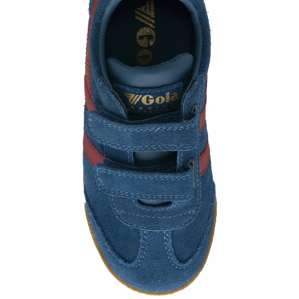 Basket Gola Harrier Brides Bleu Rouge Enfant | CTQN-73169007