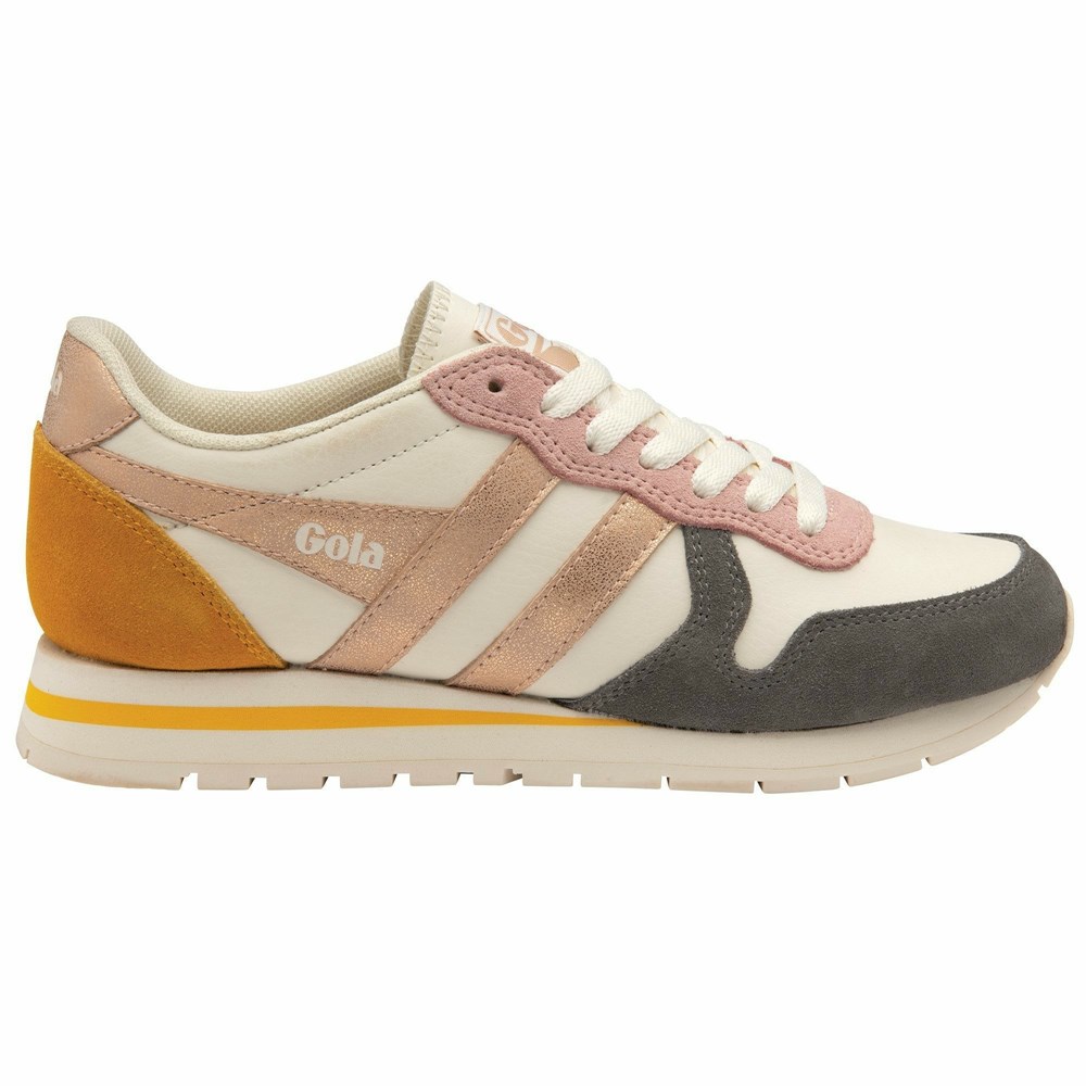 Basket Gola Daytona Quadrant Blanche Grise Rose Doré Orange Femme | SAQM-28812798