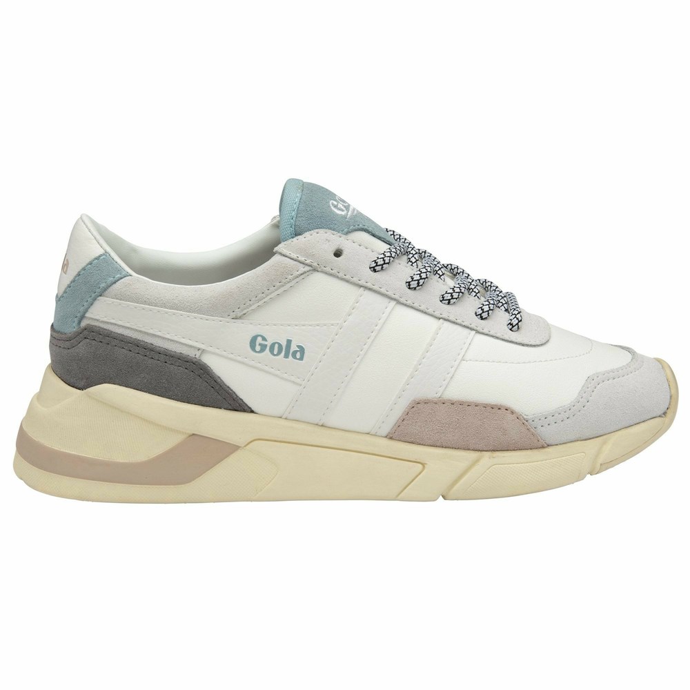 Basket Gola Eclipse Trident Blanche Bleu Femme | RDHC-46793566