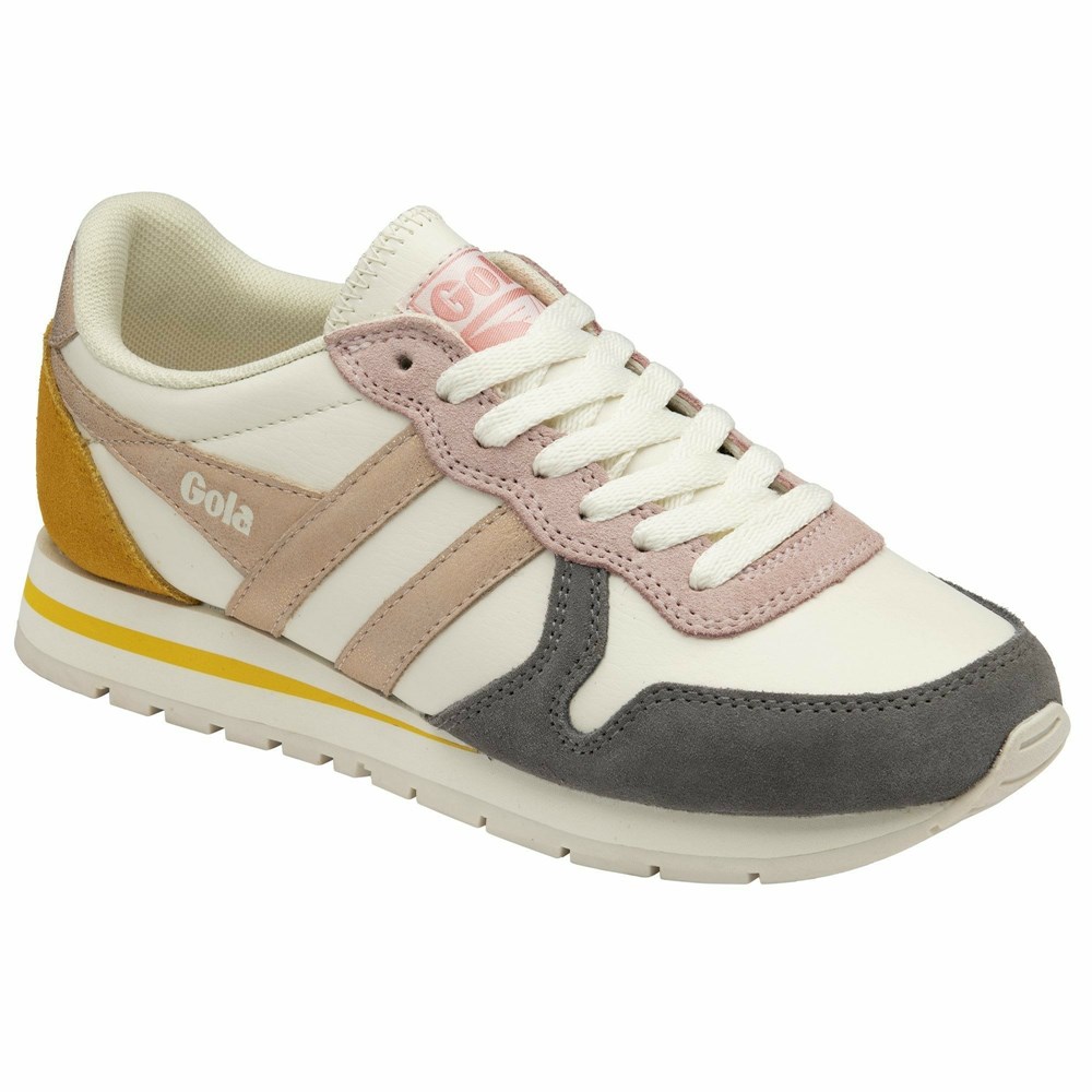 Basket Gola Daytona Quadrant Blanche Grise Rose Doré Orange Femme | SAQM-28812798