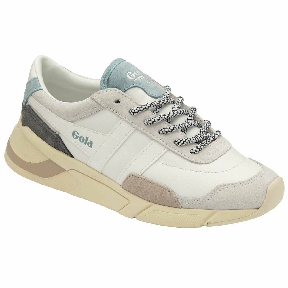 Basket Gola Eclipse Trident Blanche Bleu Femme | RDHC-46793566