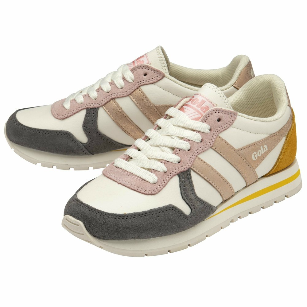 Basket Gola Daytona Quadrant Blanche Grise Rose Doré Orange Femme | SAQM-28812798