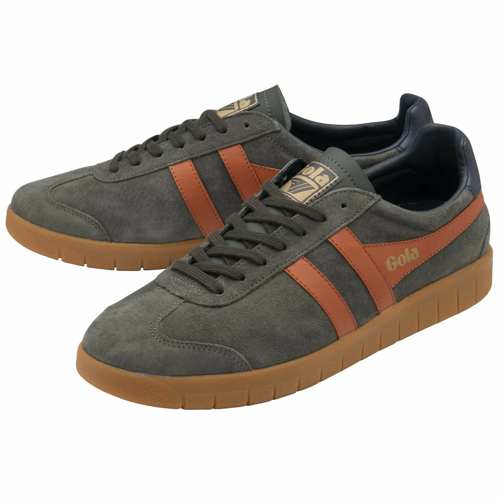 Basket Gola Hurricane Daim Orange Bleu Marine Homme | CYMV-47668543