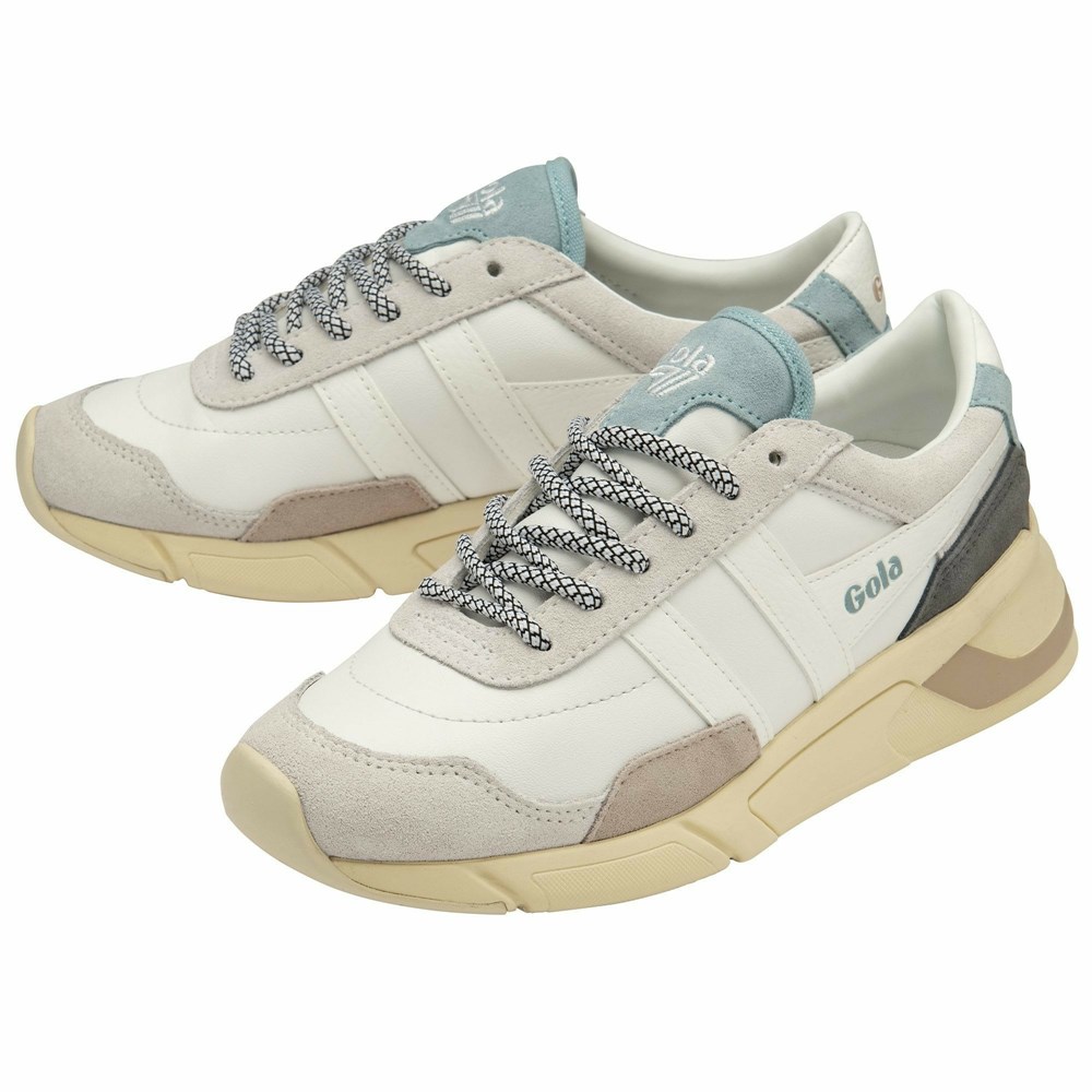 Basket Gola Eclipse Trident Blanche Bleu Femme | RDHC-46793566