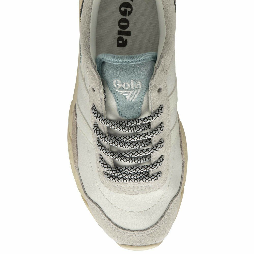 Basket Gola Eclipse Trident Blanche Bleu Femme | RDHC-46793566