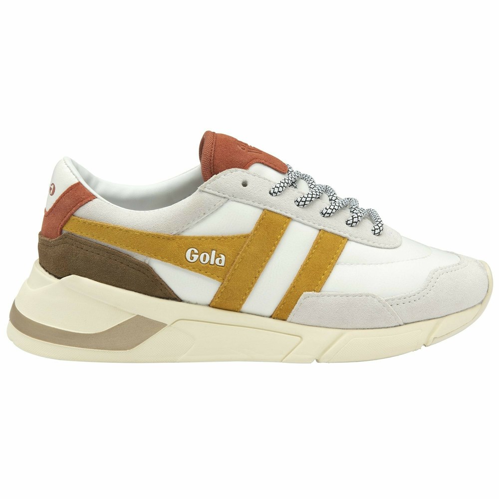 Basket Gola Eclipse Pure Blanche Orange Marron Femme | PFKO-43065609