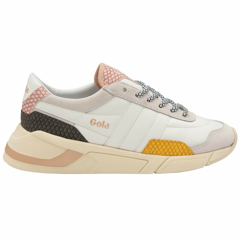 Basket Gola Eclipse Trident Snake Blanche Orange Rose Femme | QMRV-89439559