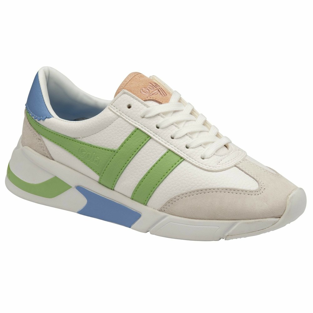 Basket Gola Eclipse California Blanche Vert Bleu Femme | OZVN-79933818