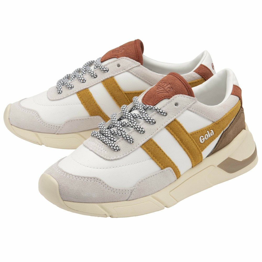 Basket Gola Eclipse Pure Blanche Orange Marron Femme | PFKO-43065609