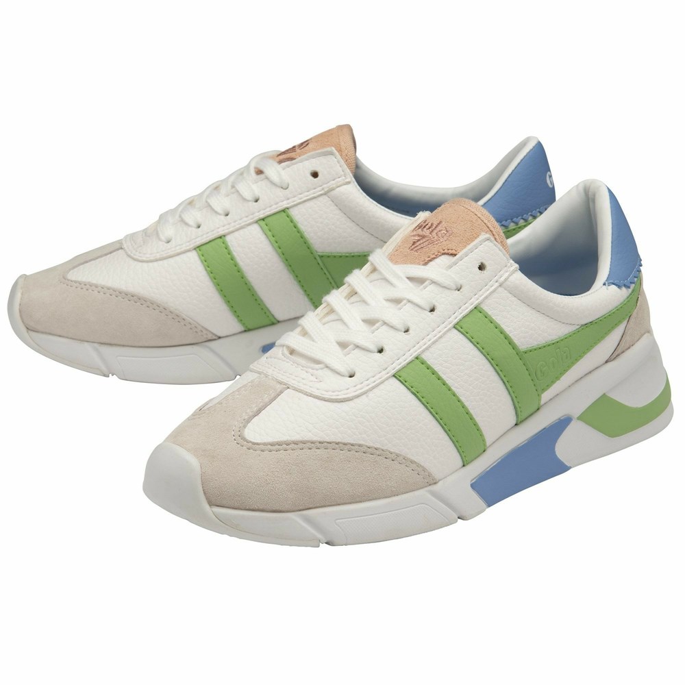 Basket Gola Eclipse California Blanche Vert Bleu Femme | OZVN-79933818