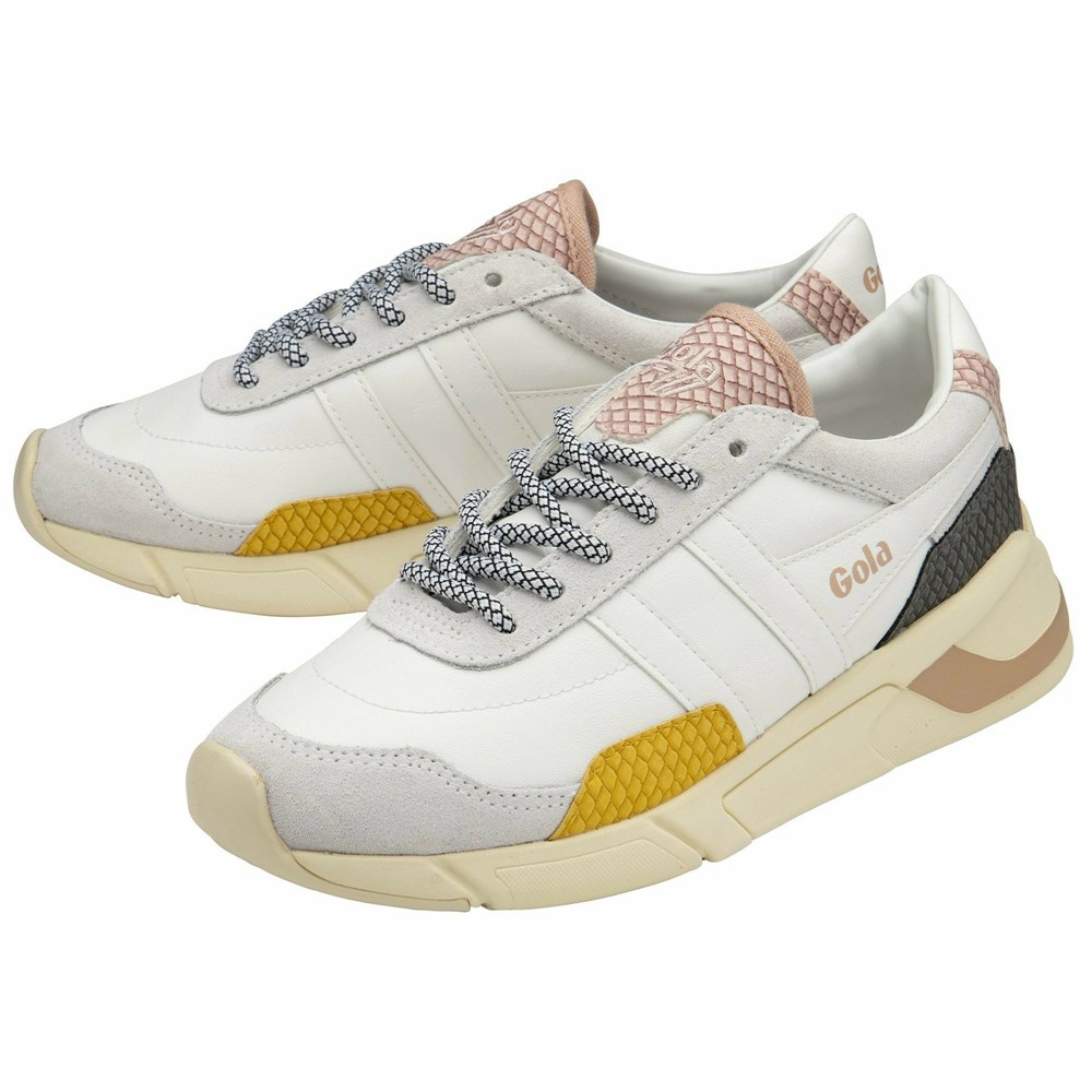 Basket Gola Eclipse Trident Snake Blanche Orange Rose Femme | QMRV-89439559