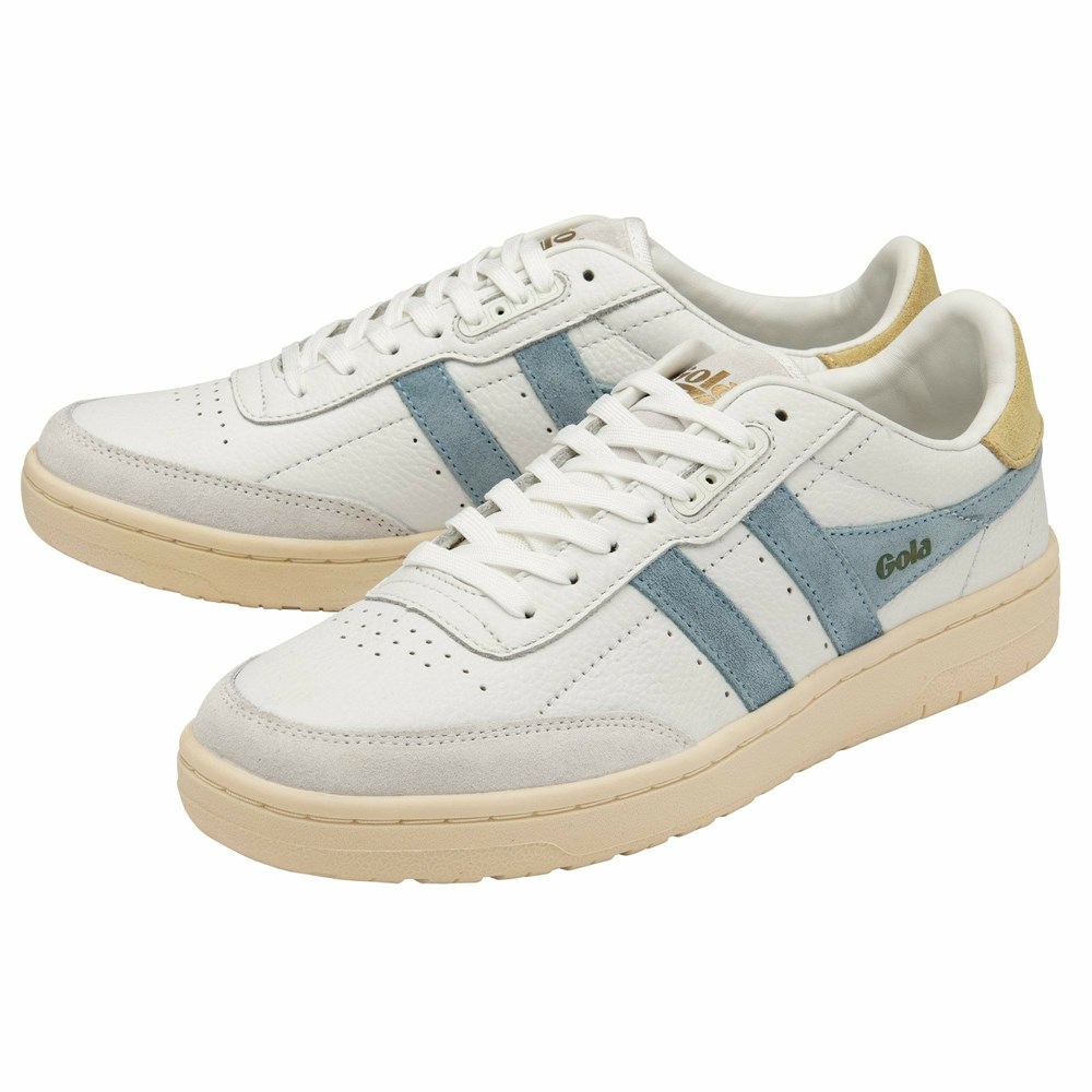 Basket Gola Falcon Blanche Citron Femme | JJPQ-13176726