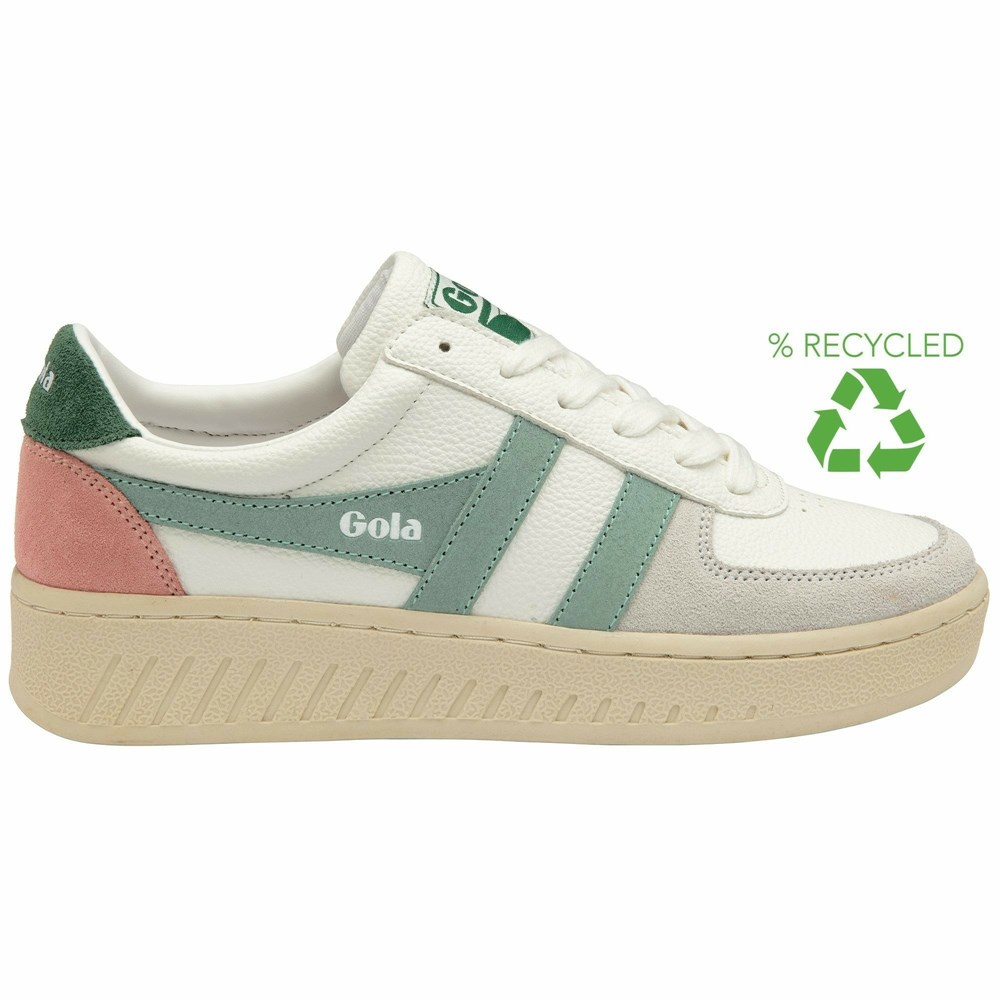 Basket Gola Grandslam Trident Blanche Vert Femme | RYNT-71861975