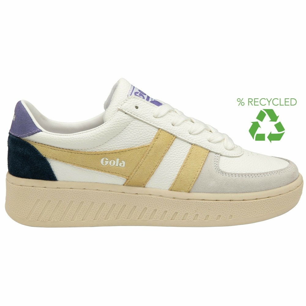 Basket Gola Grandslam Trident Blanche Citron Lavande Femme | AWQY-87104793