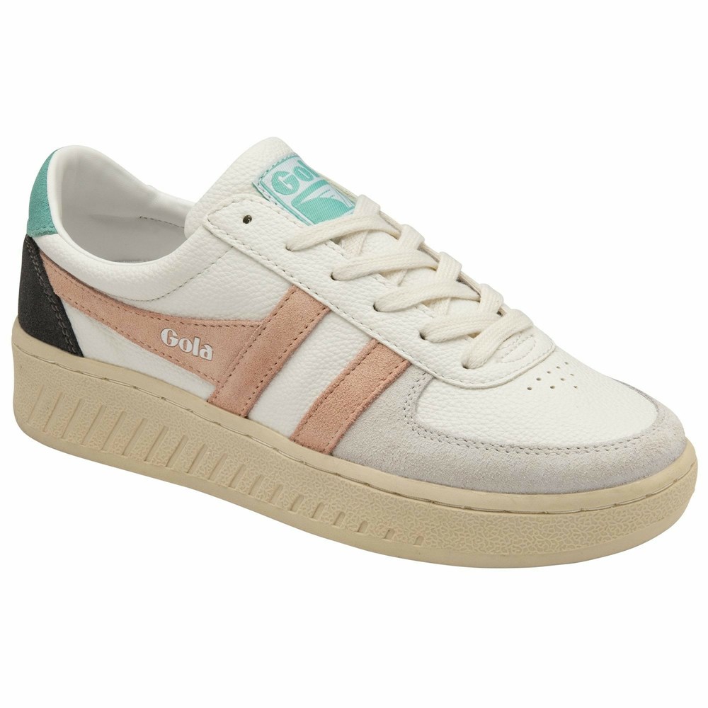 Basket Gola Grandslam Trident Blanche Rose Femme | RNCC-78579361