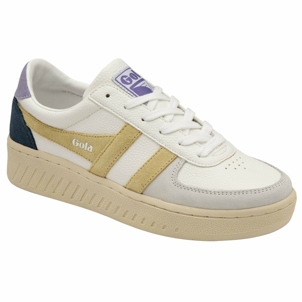 Basket Gola Grandslam Trident Blanche Citron Lavande Femme | AWQY-87104793