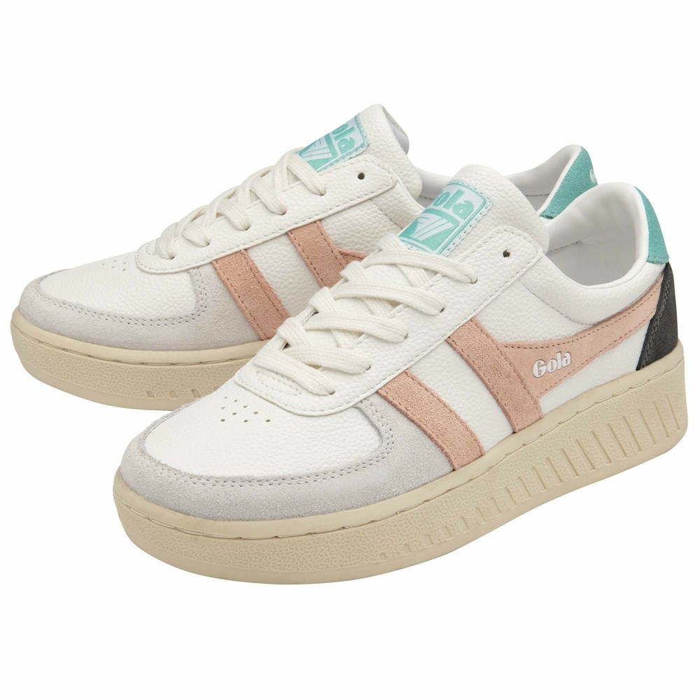 Basket Gola Grandslam Trident Blanche Rose Femme | RNCC-78579361