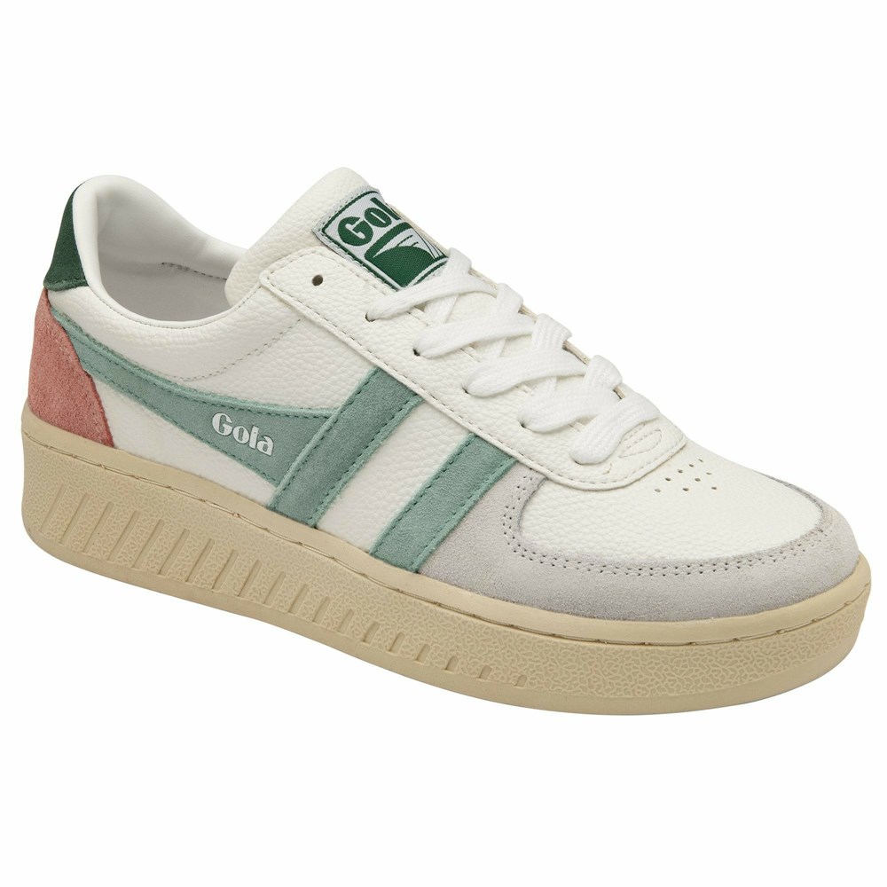 Basket Gola Grandslam Trident Blanche Vert Femme | RYNT-71861975