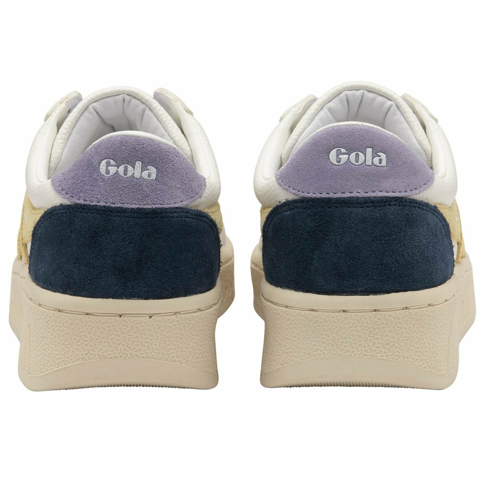 Basket Gola Grandslam Trident Blanche Citron Lavande Femme | AWQY-87104793