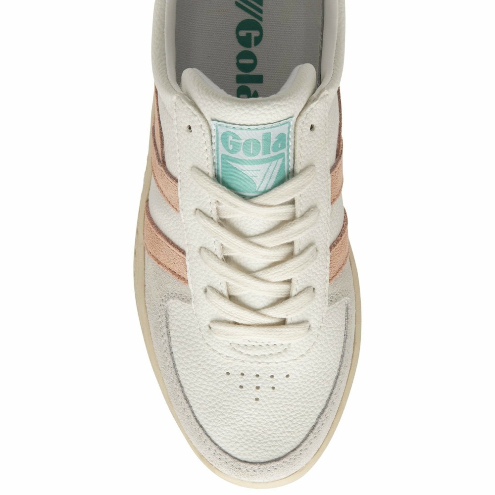 Basket Gola Grandslam Trident Blanche Rose Femme | RNCC-78579361