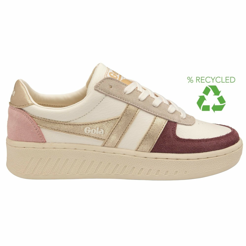 Basket Gola Grandslam Quadrant Blanche Bordeaux Doré Rose Femme | ZGLY-66447483