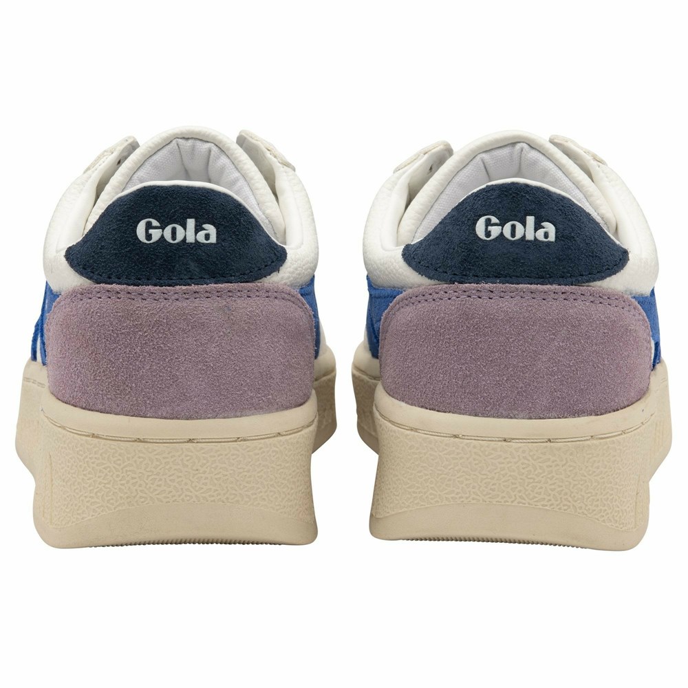 Basket Gola Grandslam Trident Blanche Bleu Bleu Marine Femme | FKCB-29486808