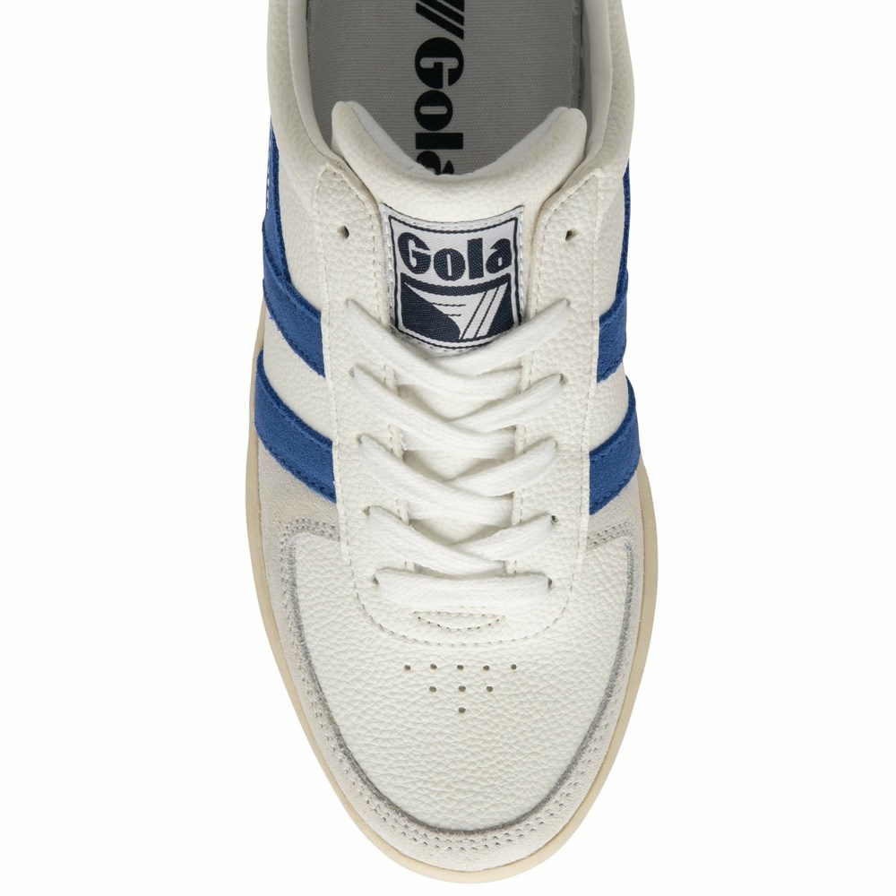 Basket Gola Grandslam Trident Blanche Bleu Bleu Marine Femme | FKCB-29486808