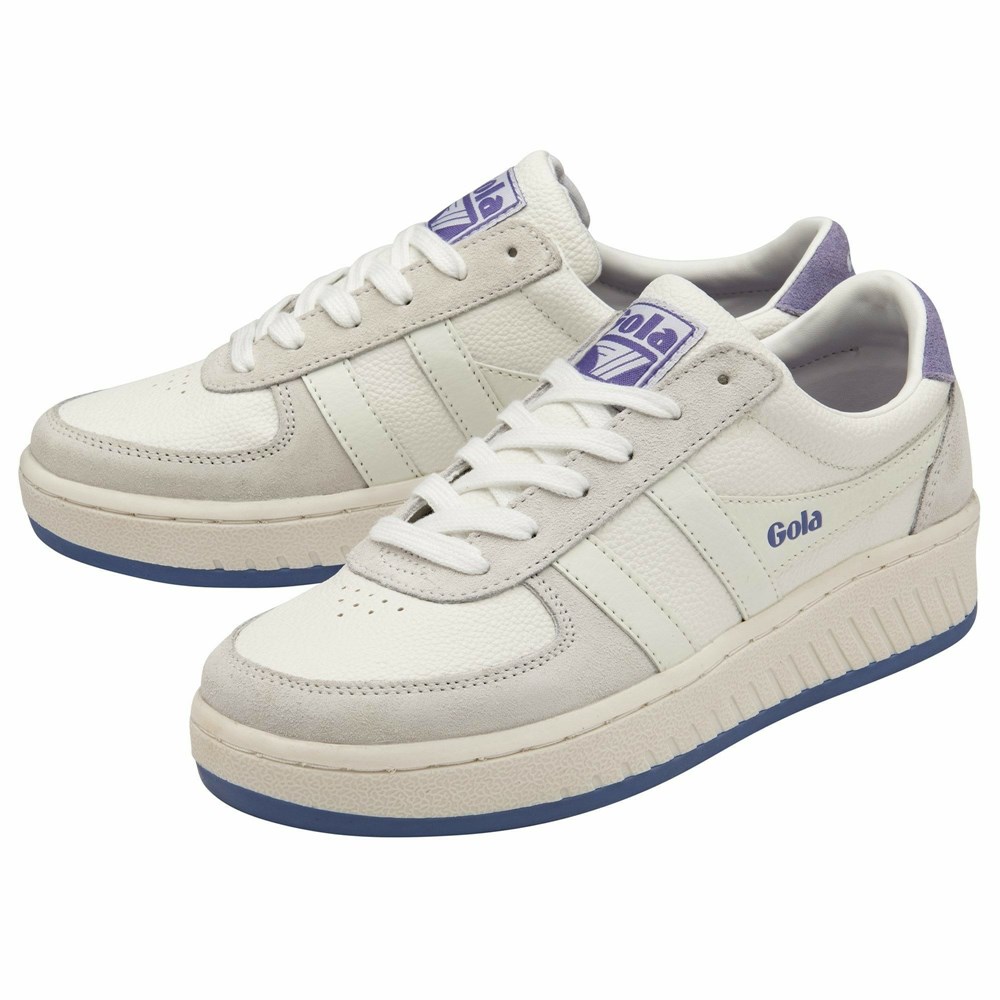 Basket Gola Grandslam 88 Blanche Lavande Femme | HJFH-65891472