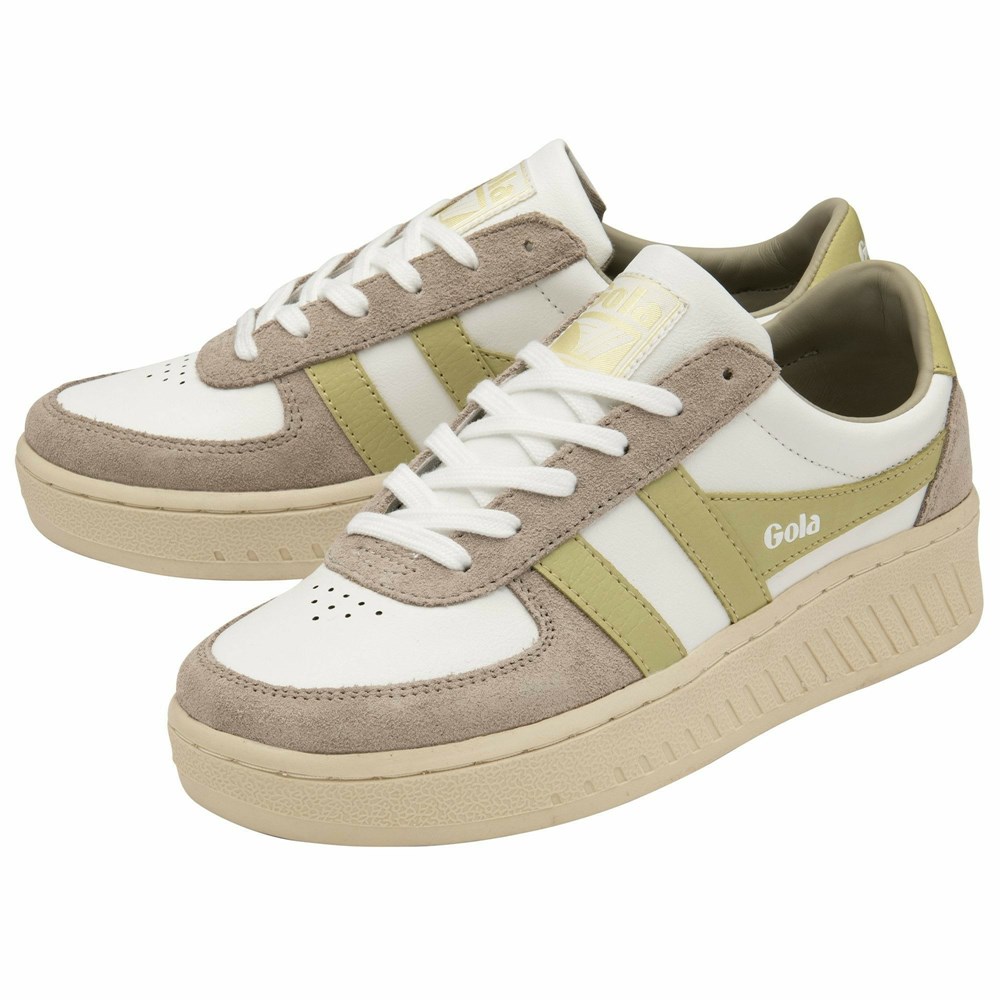 Basket Gola Grandslam Pure Blanche Grise Citron Femme | SMAP-01278965