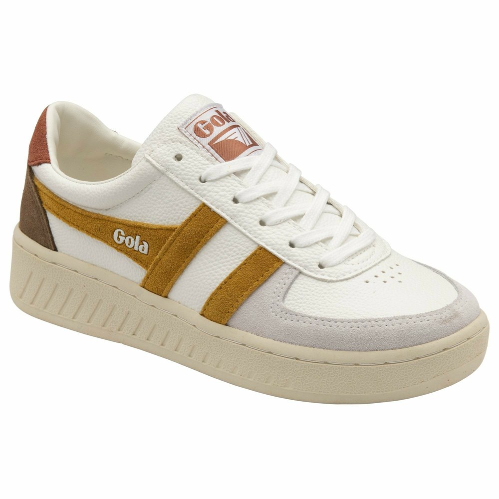 Basket Gola Grandslam Trident Blanche Orange Marron Femme | QPME-78635680