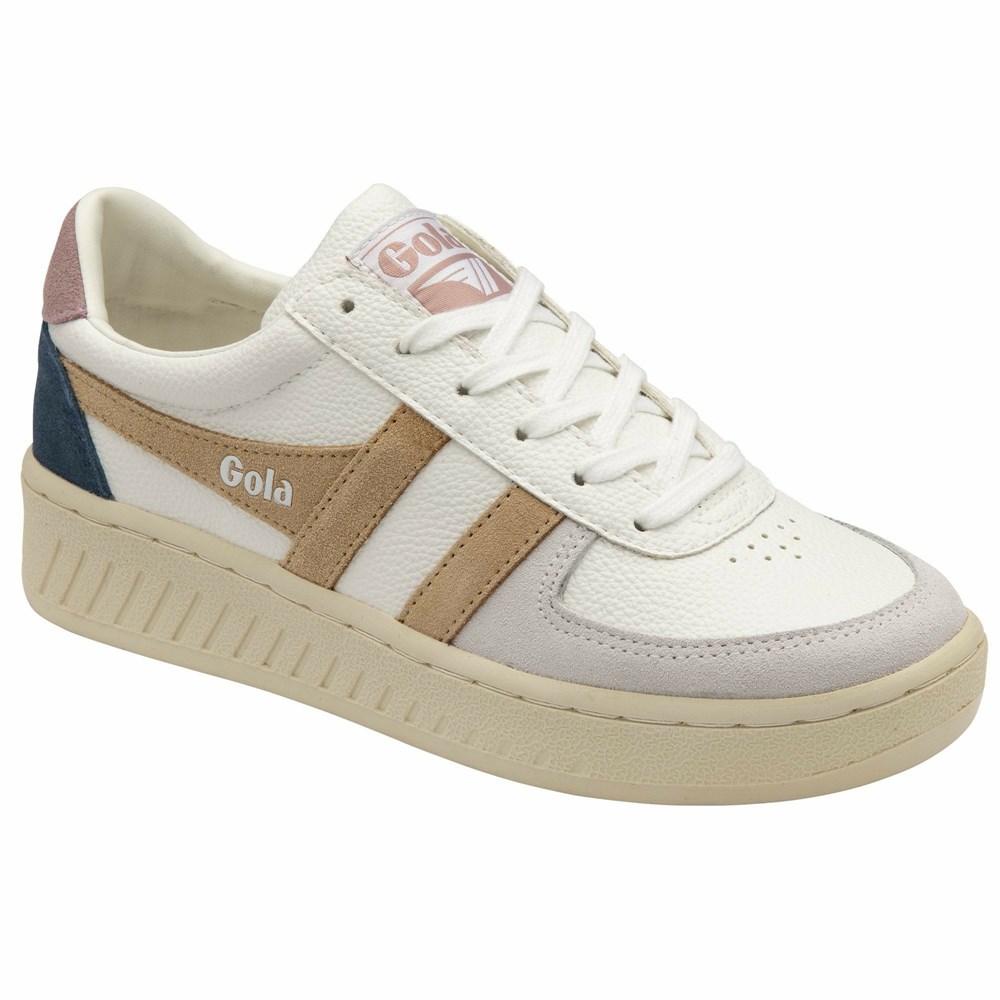 Basket Gola Grandslam Trident Blanche Rose Femme | DCKU-29303067