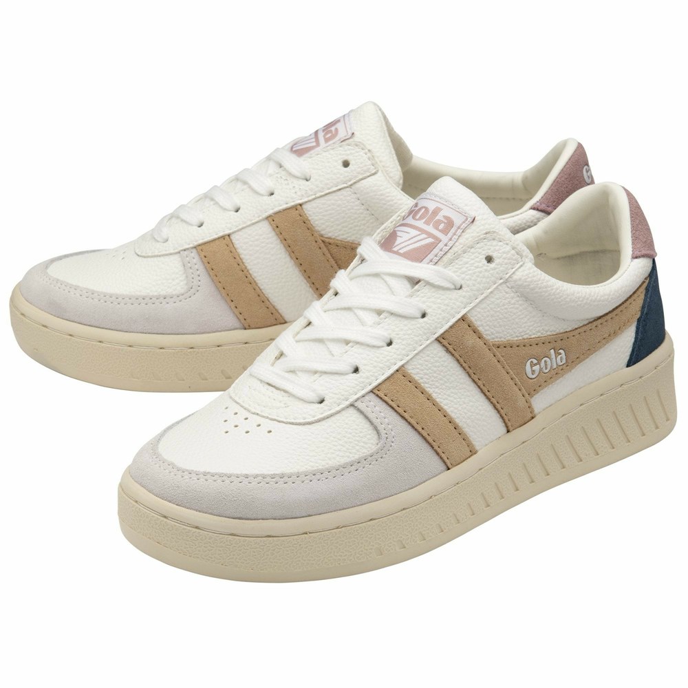 Basket Gola Grandslam Trident Blanche Rose Femme | DCKU-29303067