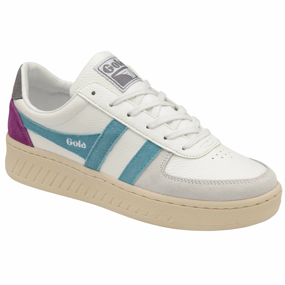 Basket Gola Grandslam Trident Blanche Grise Femme | QTME-10878806